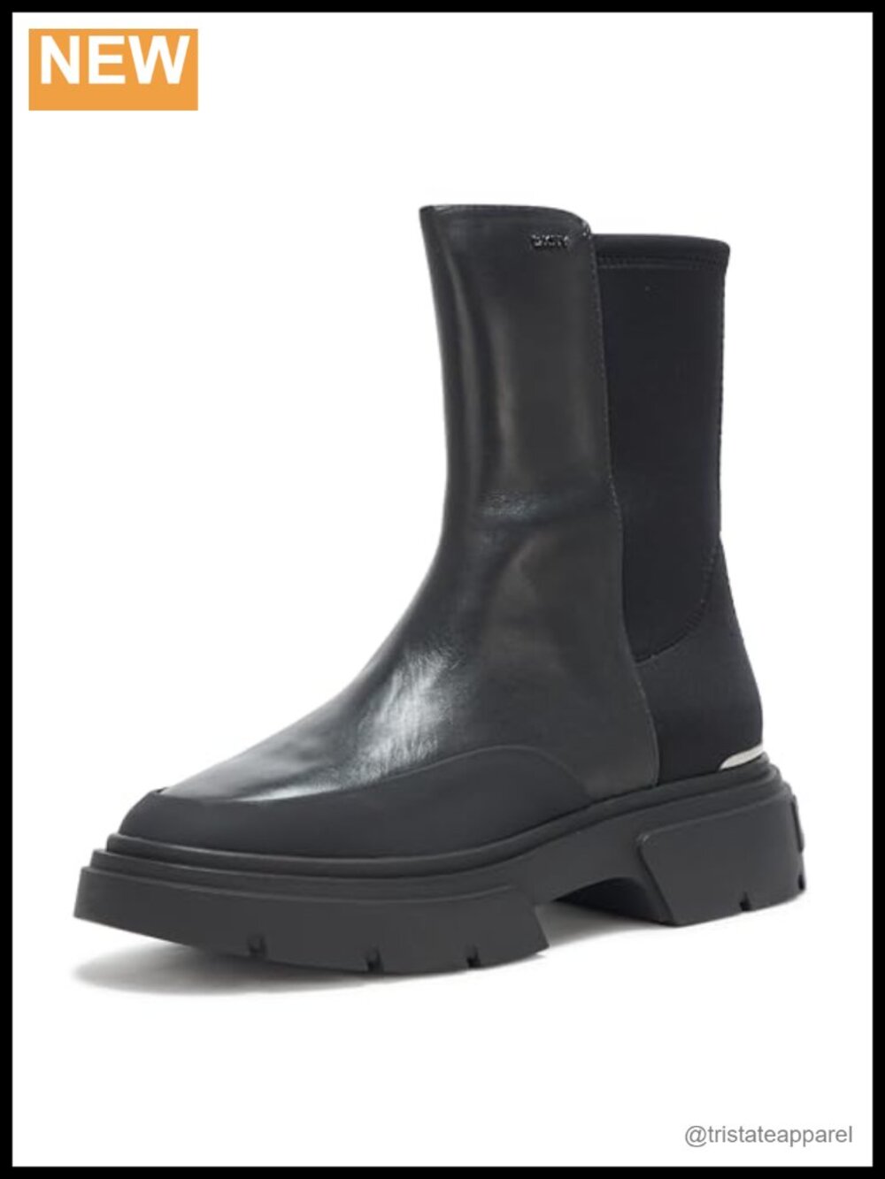 DKNY Fleming Winter Bootie Ankle Boots Leather Wedge Heel Slip-On Women's